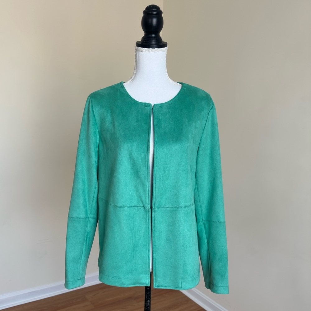 Emaline Faux Suede Green Lightweight Jacket Blazer | Women’s Medium | NWOT
